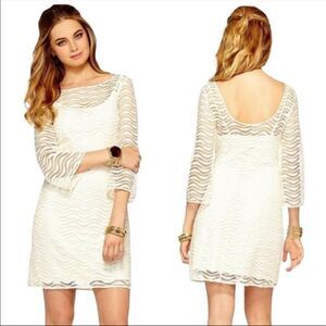 LILLY PULITZER | Topanga Cream Wavy Lace Dress Lined Small